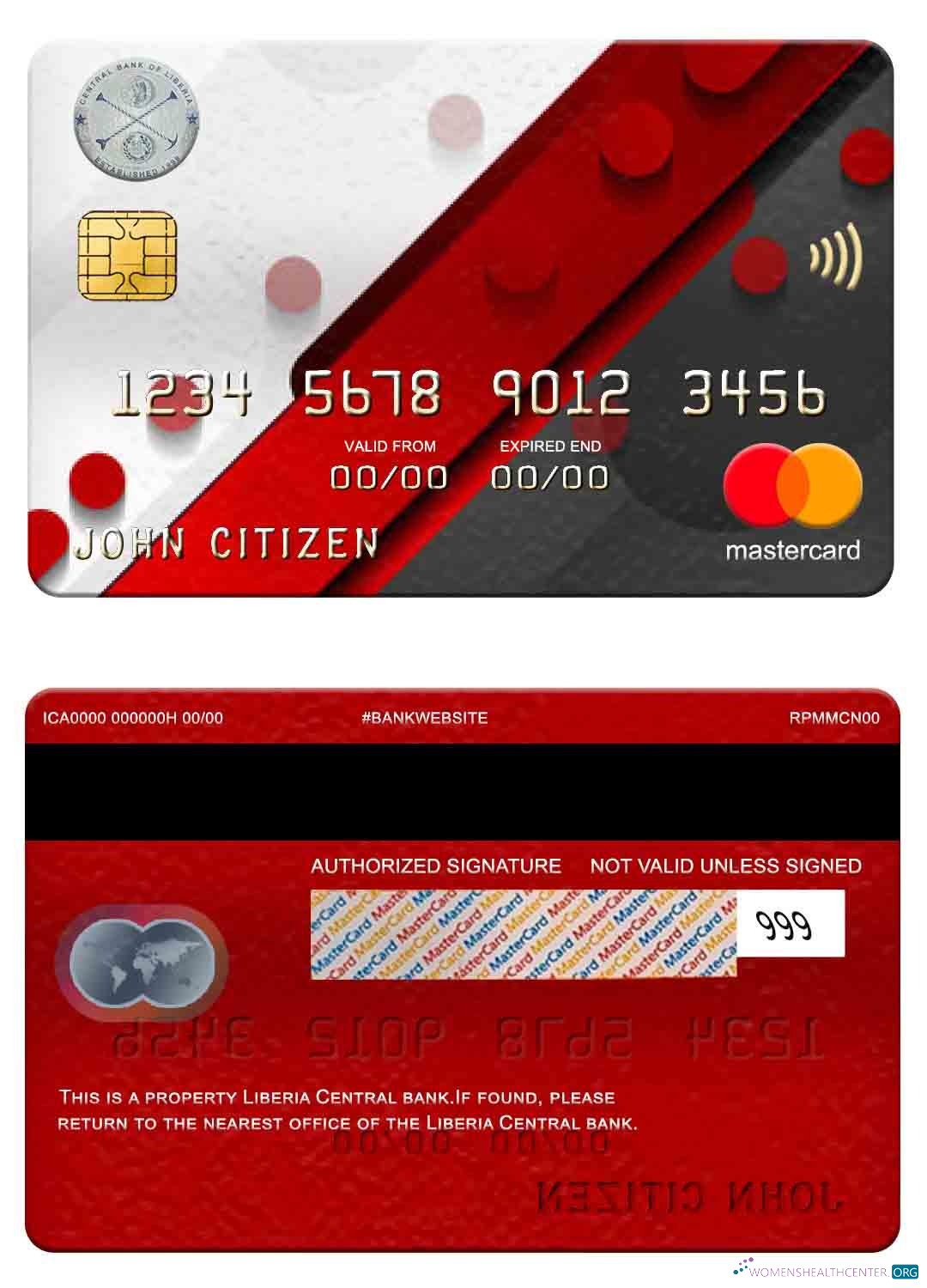Download Liberia Central Bank mastercard Photoshop template